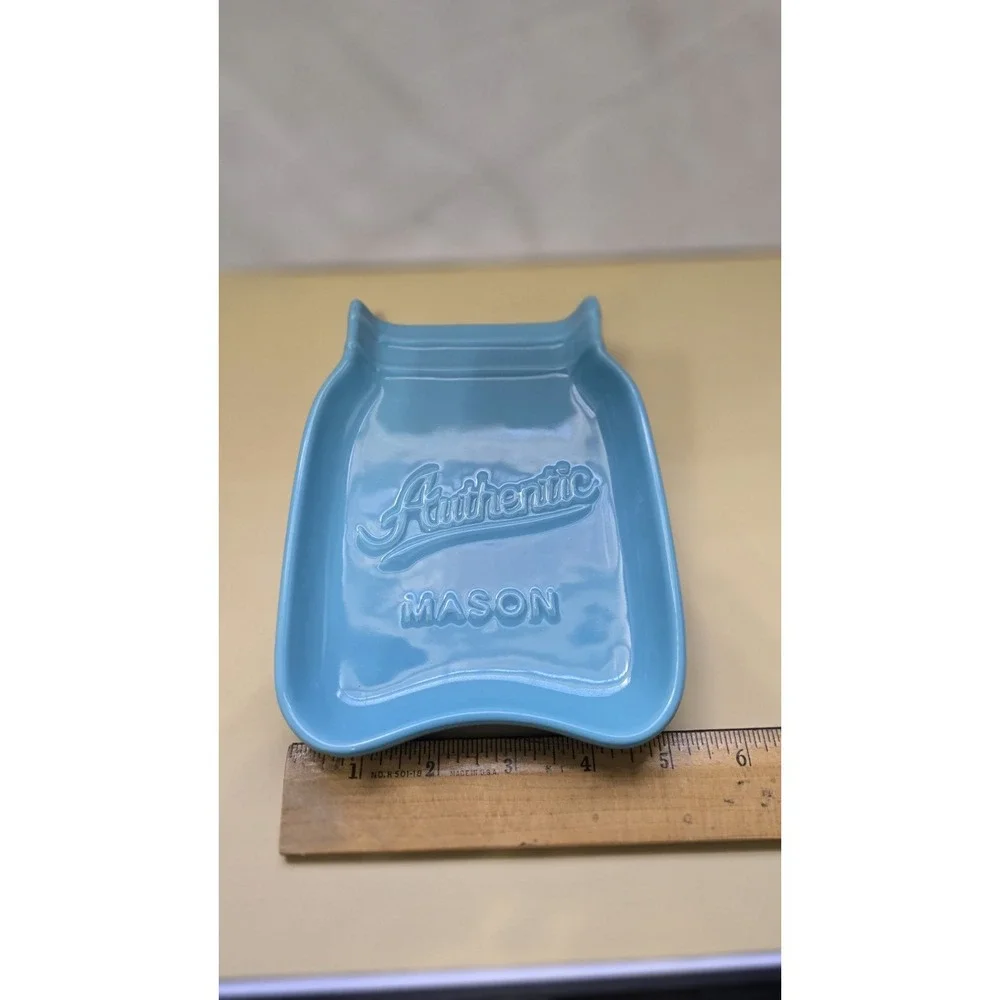 New Home Essentials Authentic Mason Ceramic Spoon Rest Aqua Blue